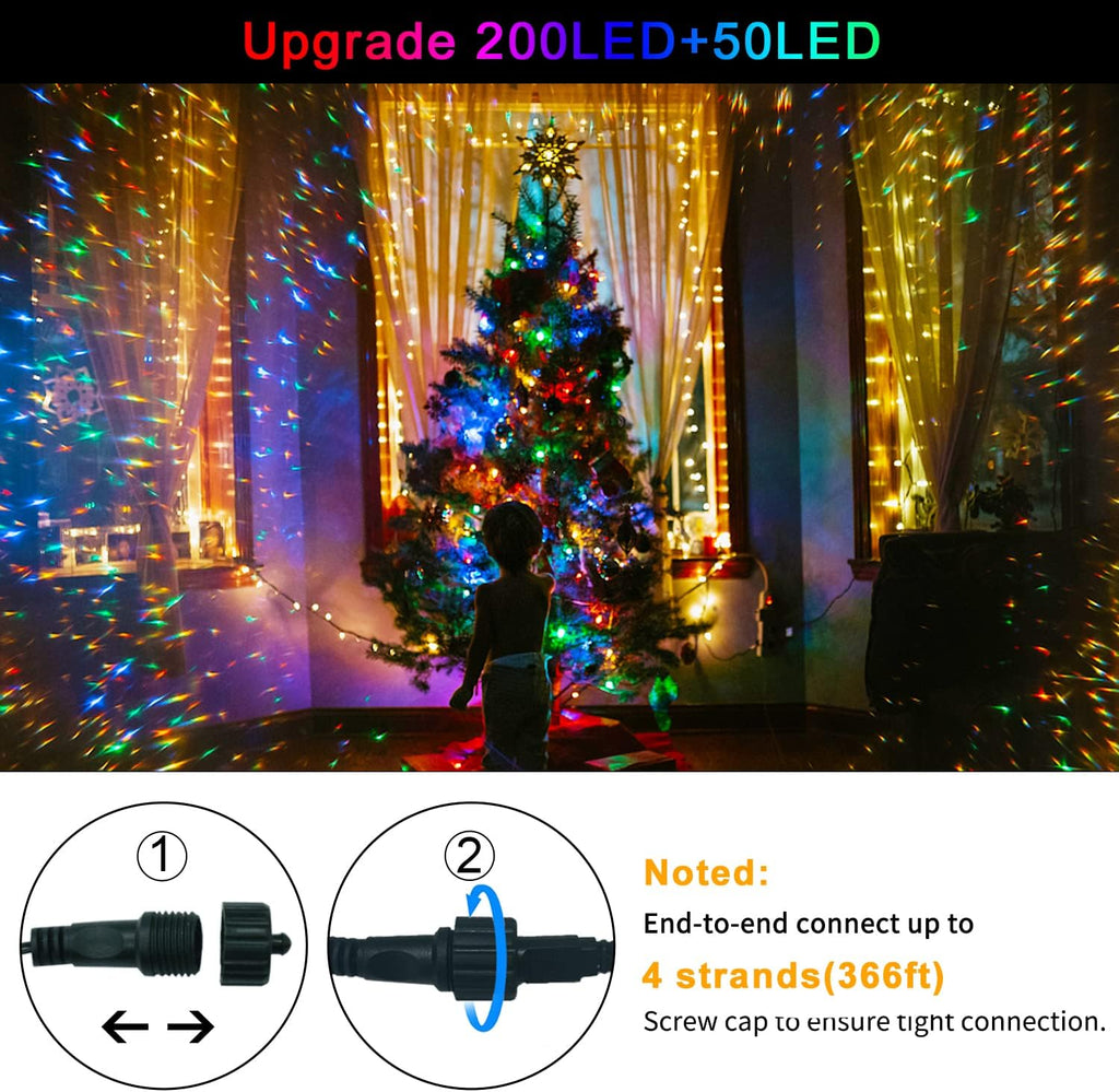 250 LED String Lights, Warm White to Multicolor Christmas Lights