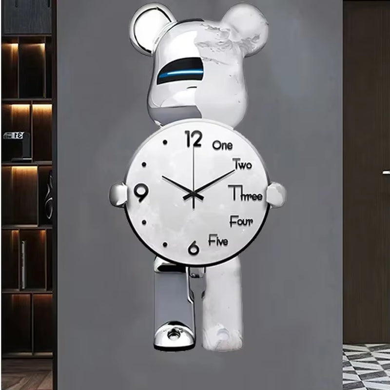Large Bear Wall Clocks Creativebear Wall Clock Aesthetic Giant Wall-Clock Luxury Living Room Decoration Dining Room Ornament