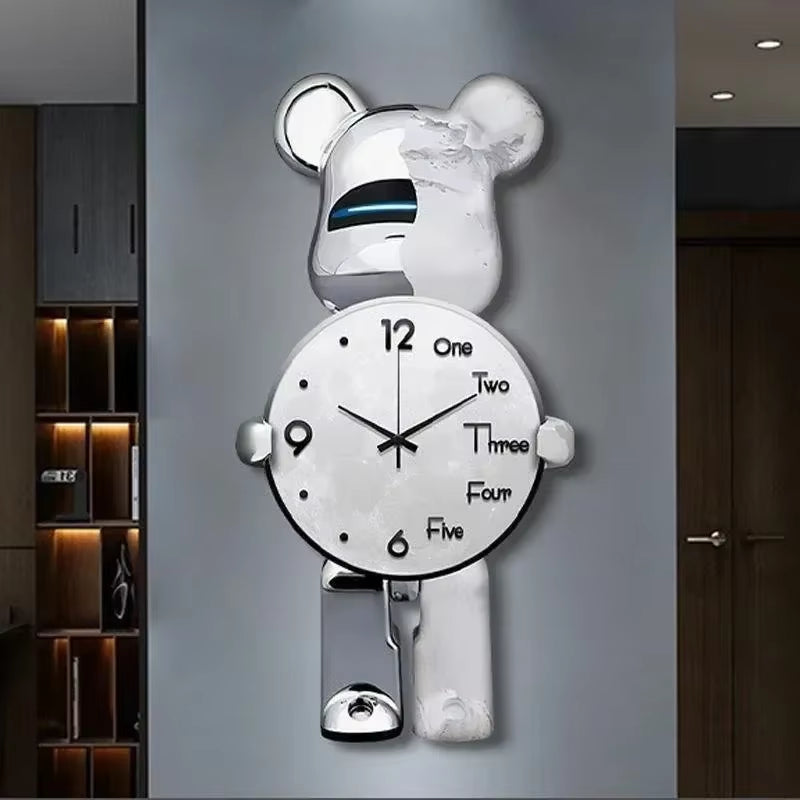 Large Bear Wall Clocks Creativebear Wall Clock Aesthetic Giant Wall-Clock Luxury Living Room Decoration Dining Room Ornament