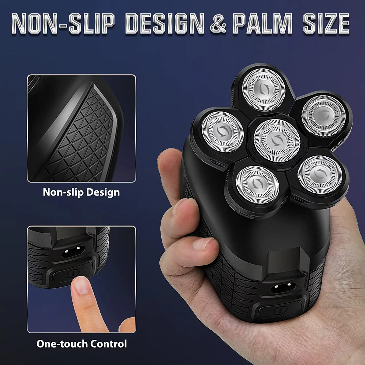 5-In-1 Head Shaver for Bald Men, 6D Floating Heads, Waterproof Wet/Dry Shower Shave, LED Display, 90Min Runtime, Grooming Kit, Gift for Men