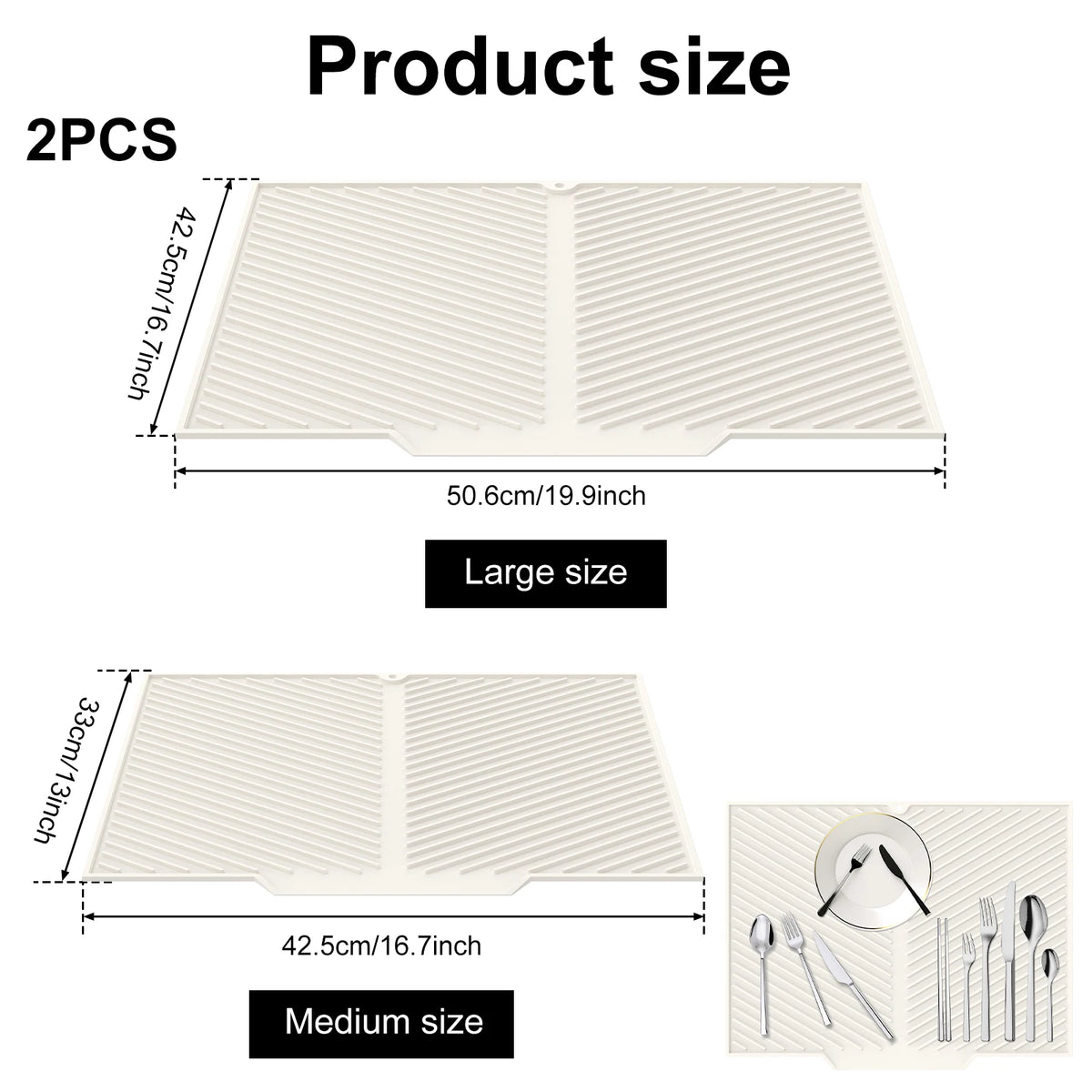 Dish Drying Mat-Silicone Drying Pad Kitchen Counter Dining-Table Non-Slip Drain Pad Anti-Scald Pot Cup Pad Kitchen Counter Tools