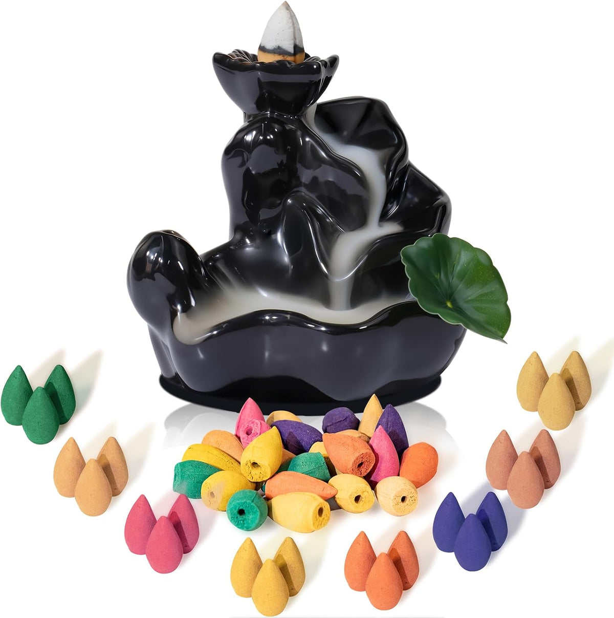 Backflow Incense Cones with Burner for Waterfall, 8 Scents 24 PCS