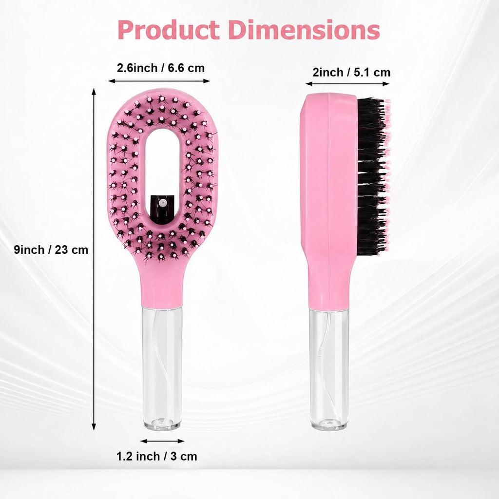 Hair Brush with Water Spray, 2-In-1 Detangling Brush for Curly Hair, Pink