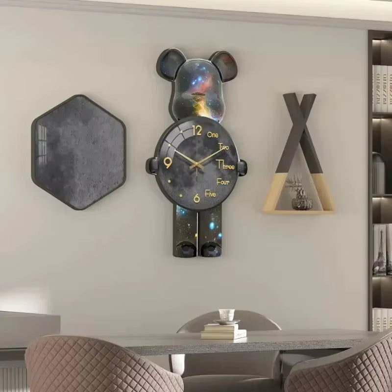 Large Bear Wall Clocks Creativebear Wall Clock Aesthetic Giant Wall-Clock Luxury Living Room Decoration Dining Room Ornament