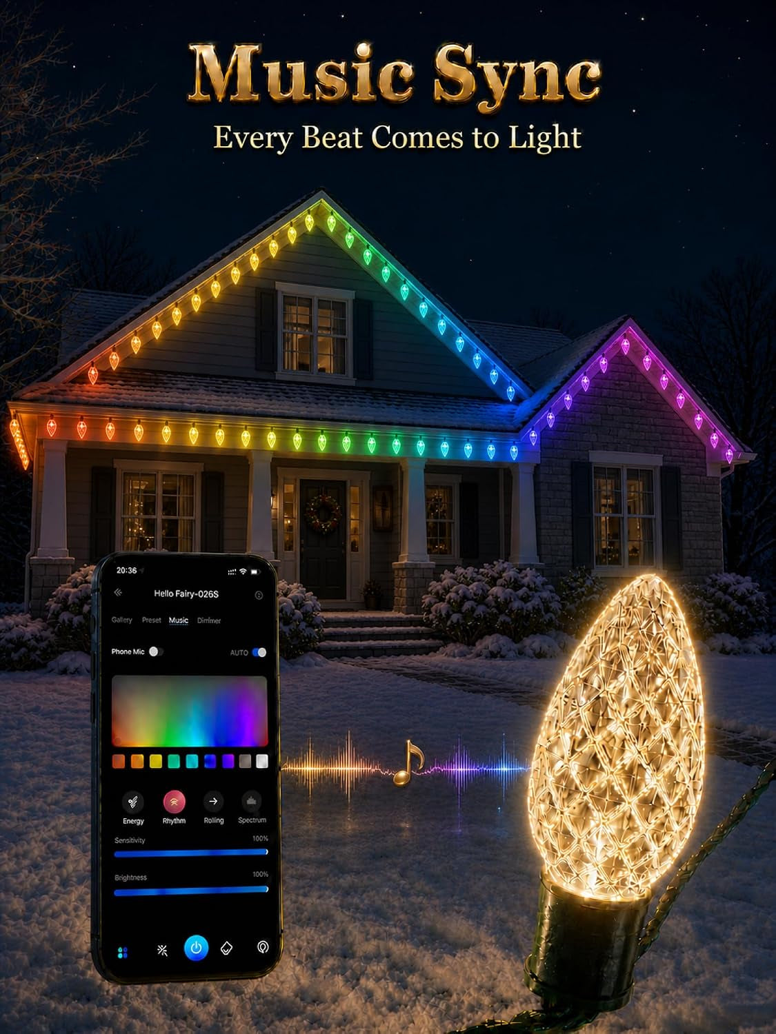 Smart Halloween Lights C9 Outdoor, 66FT 100Leds