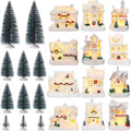 24 Pcs Christmas Houses Village Set with Lights, White, Cute