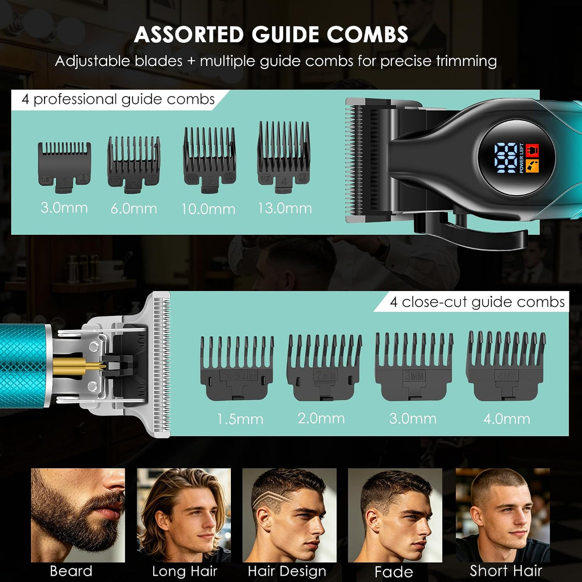 Men'S Professional Cordless Hair Clippers & Trimmer Kit