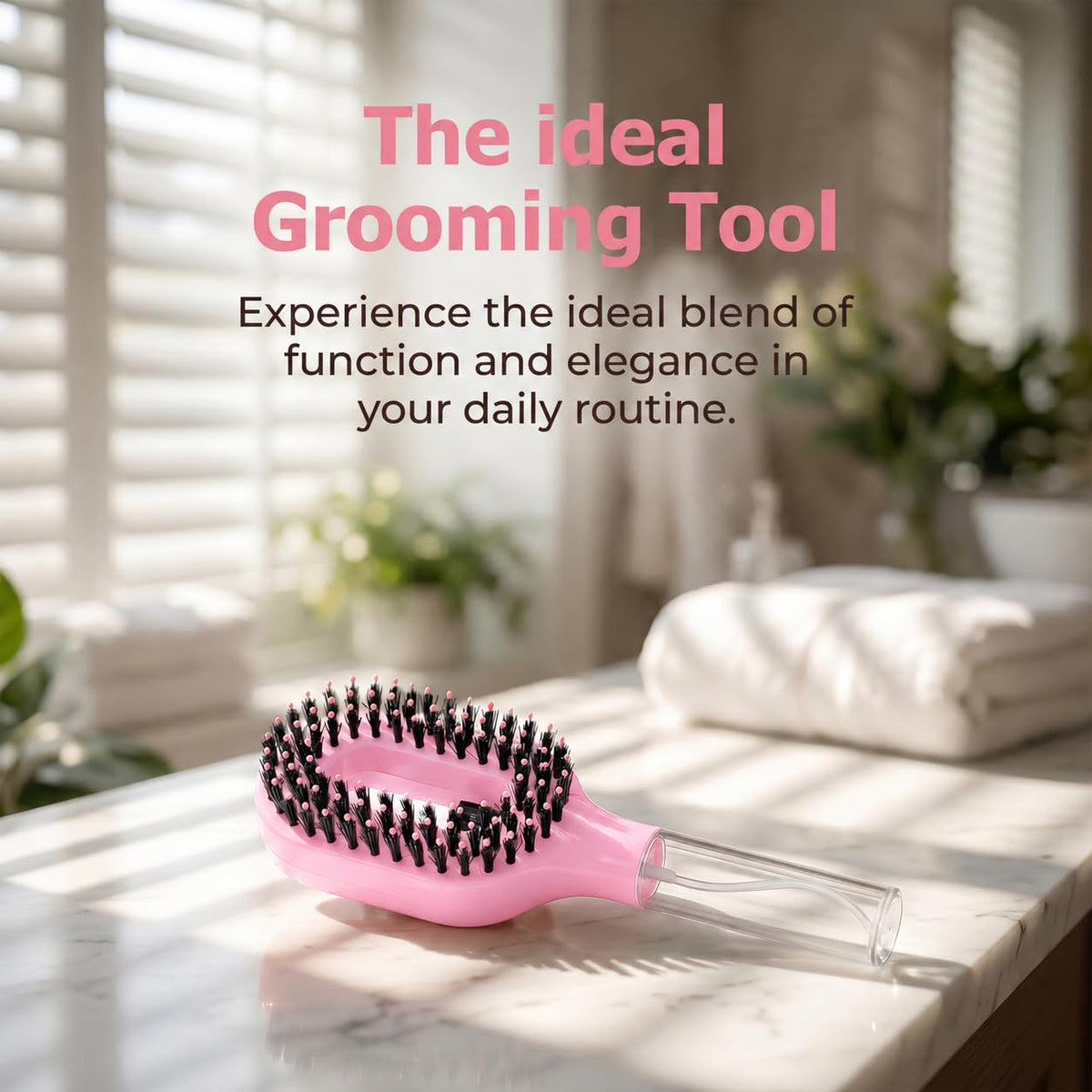 Hair Brush with Water Spray, 2-In-1 Detangling Brush for Curly Hair, Pink