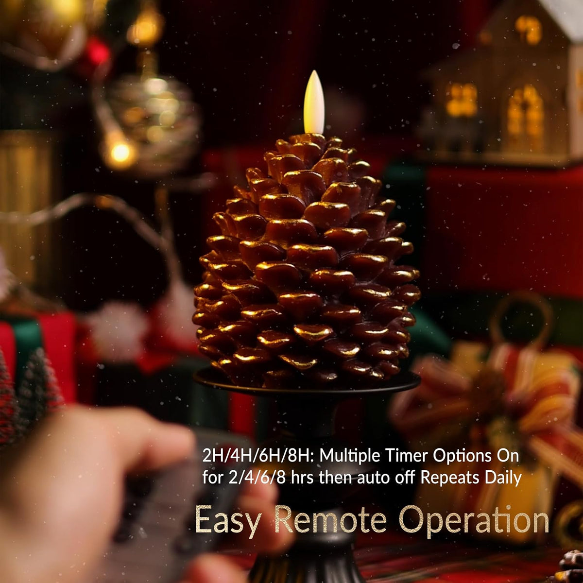 Pine Cone Flameless Candles with 2 to 8 Hour Timer, Battery Operated,2 Pcs