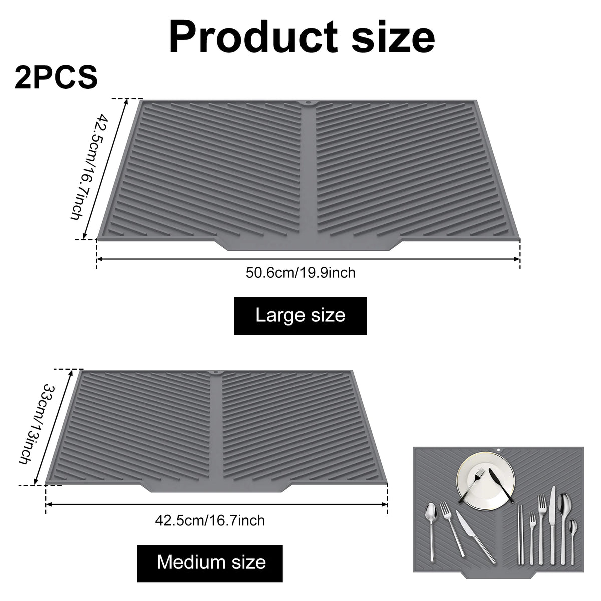 Dish Drying Mat-Silicone Drying Pad Kitchen Counter Dining-Table Non-Slip Drain Pad Anti-Scald Pot Cup Pad Kitchen Counter Tools