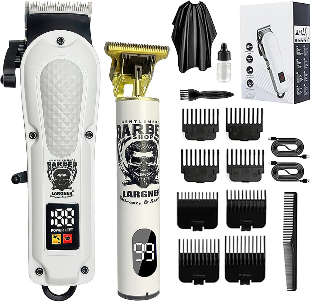 Hair Clippers for Men, Clippers and Trimmers Set, Barber Clippers, Electric Hair Trimmer with Box, Gifts for Men,White
