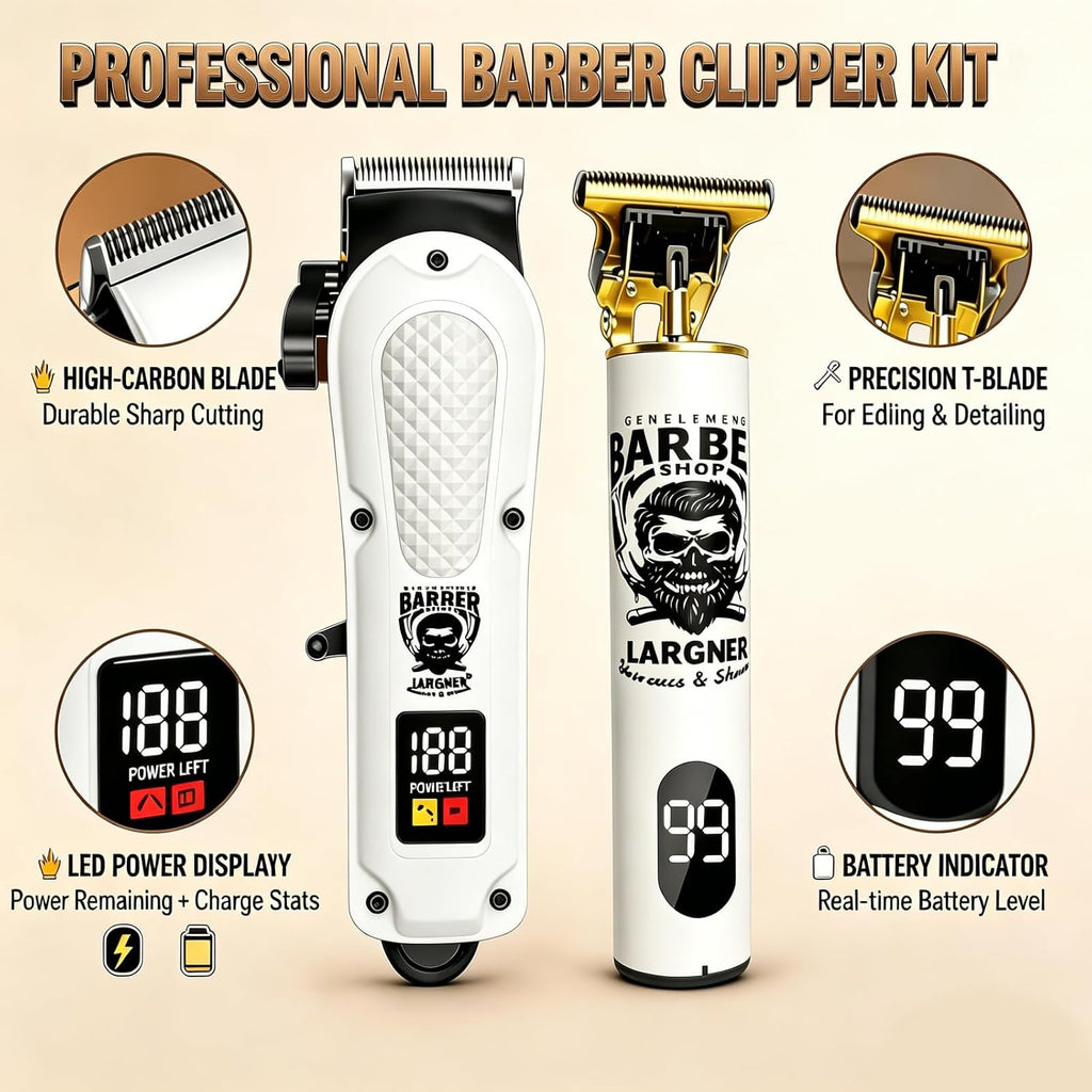 Hair Clippers for Men, Clippers and Trimmers Set, Barber Clippers, Electric Hair Trimmer with Box, Gifts for Men,White