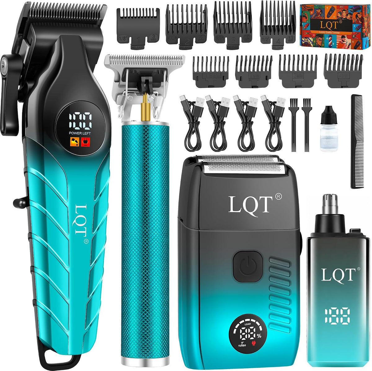 Men'S Professional Cordless Hair Clippers & Trimmer Kit