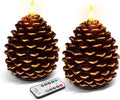 Pine Cone Flameless Candles with 2 to 8 Hour Timer, Battery Operated,2 Pcs