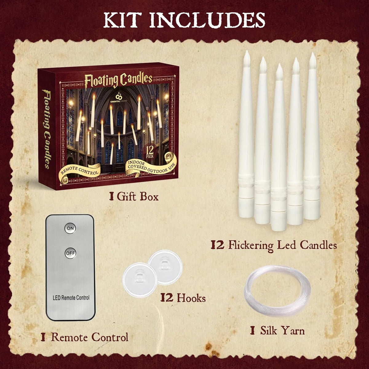 Floating LED Candles with Remote Control - 12 Pcs Magic Flickering Light