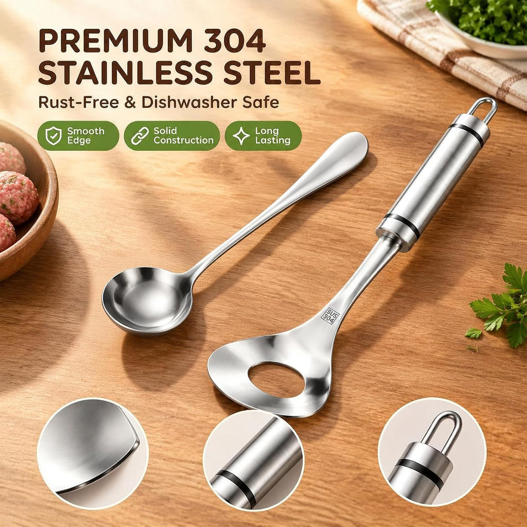 Meatball Maker 2027 New Stainless Steel, Meatball Maker Spoon with Hole, Meatball Shaper Tool, Easy Meatball Scoop for Quick and Even Meatballs, for Kitchen, Bar,Restaurant