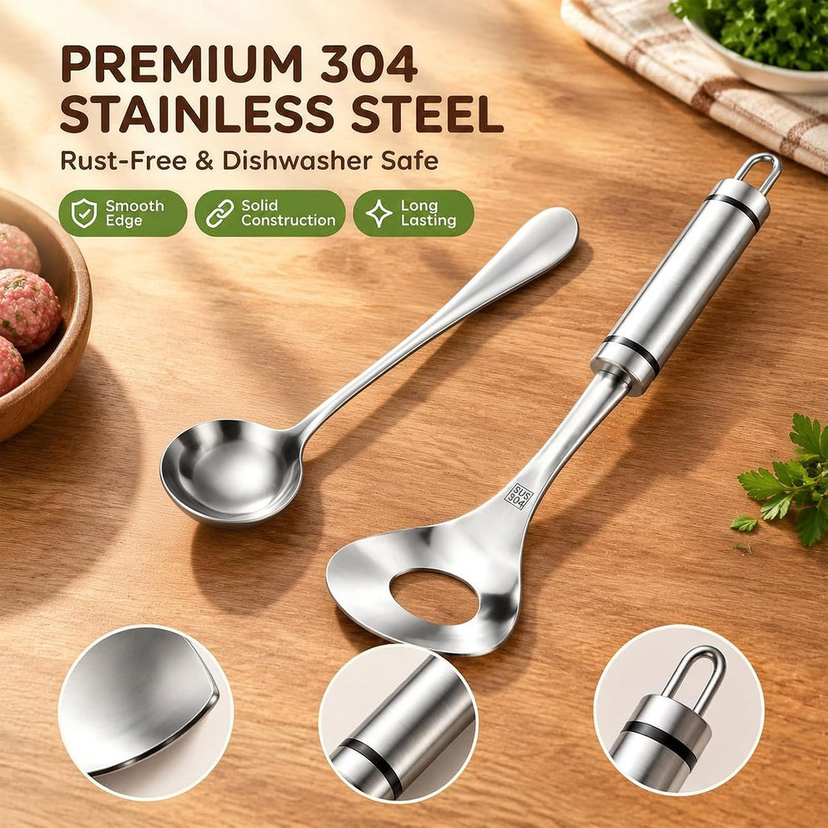 Meatball Maker 2027 New Stainless Steel, Meatball Maker Spoon with Hole, Meatball Shaper Tool, Easy Meatball Scoop for Quick and Even Meatballs, for Kitchen, Bar,Restaurant