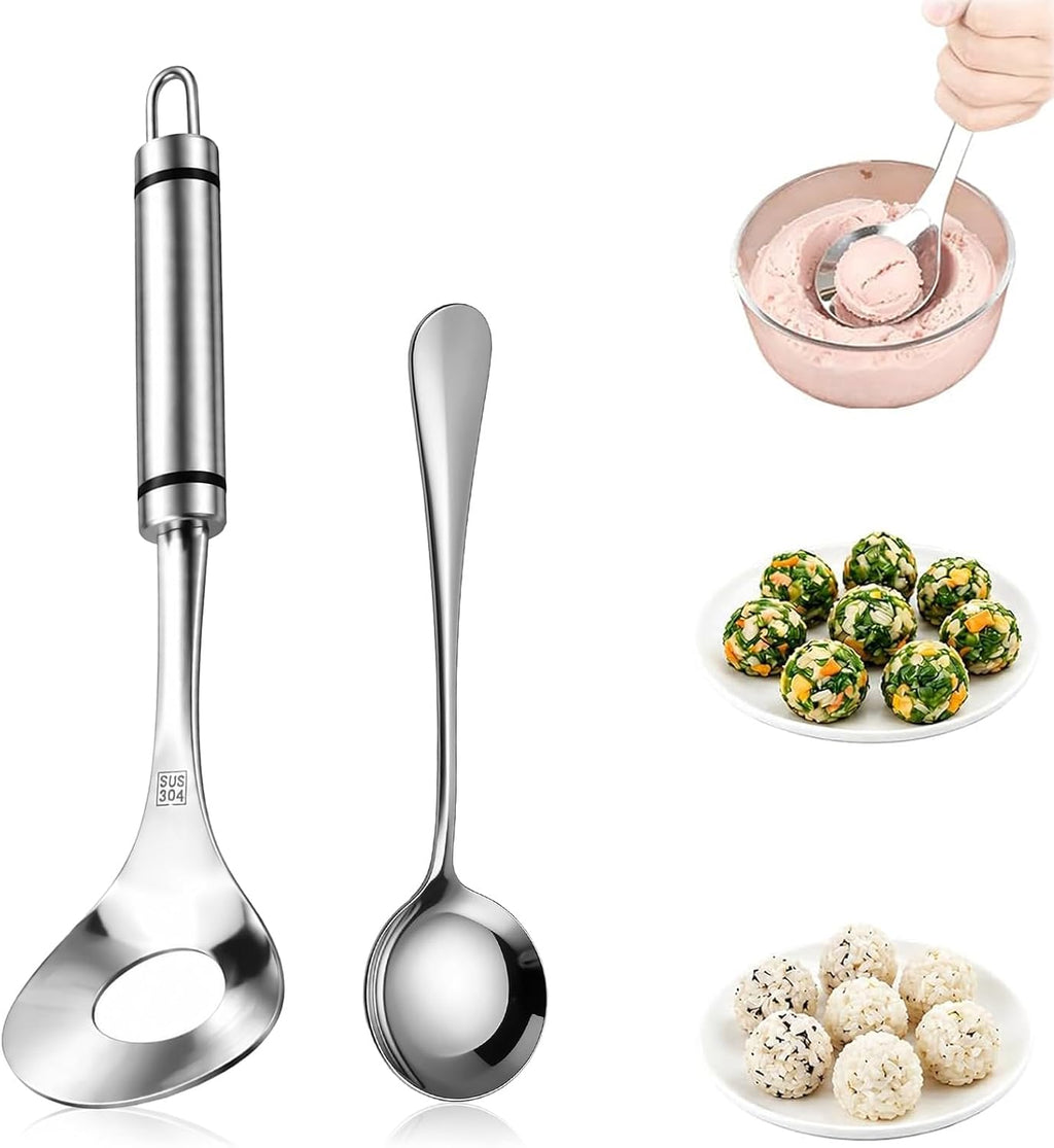Meatball Maker 2027 New Stainless Steel, Meatball Maker Spoon with Hole, Meatball Shaper Tool, Easy Meatball Scoop for Quick and Even Meatballs, for Kitchen, Bar,Restaurant