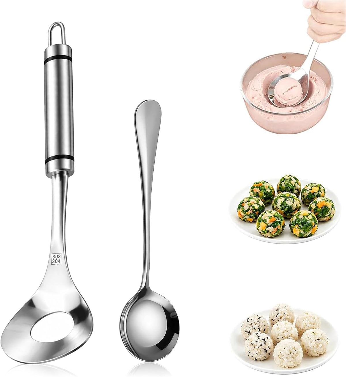 Meatball Maker 2027 New Stainless Steel, Meatball Maker Spoon with Hole, Meatball Shaper Tool, Easy Meatball Scoop for Quick and Even Meatballs, for Kitchen, Bar,Restaurant