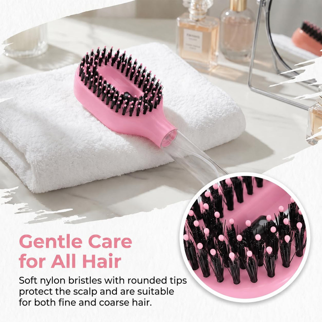 Hair Brush with Water Spray, 2-In-1 Detangling Brush for Curly Hair, Pink