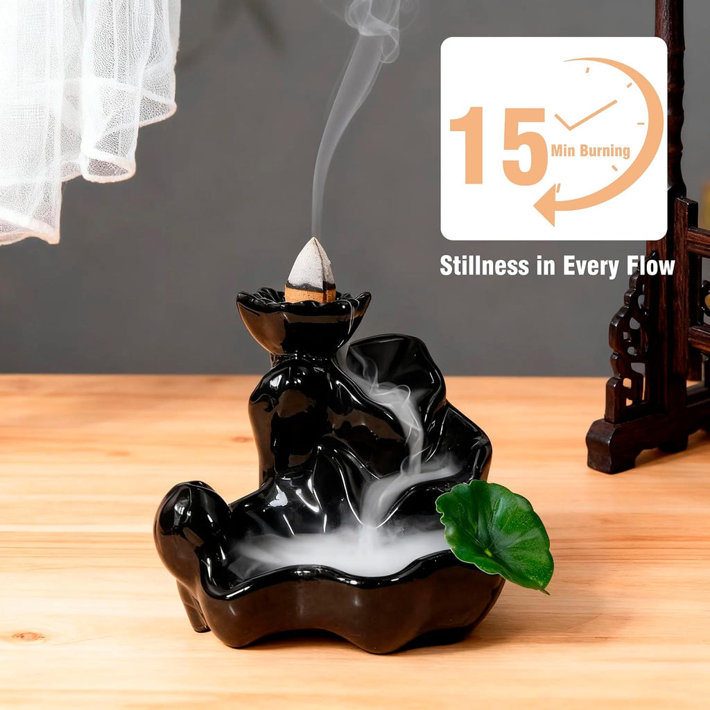 Backflow Incense Cones with Burner for Waterfall, 8 Scents 24 PCS