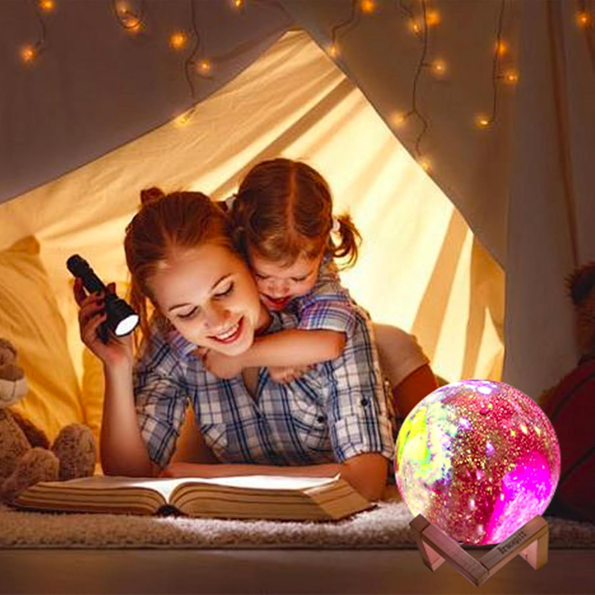 3D Galaxy Moon Lamp – 16 Colors with Timer