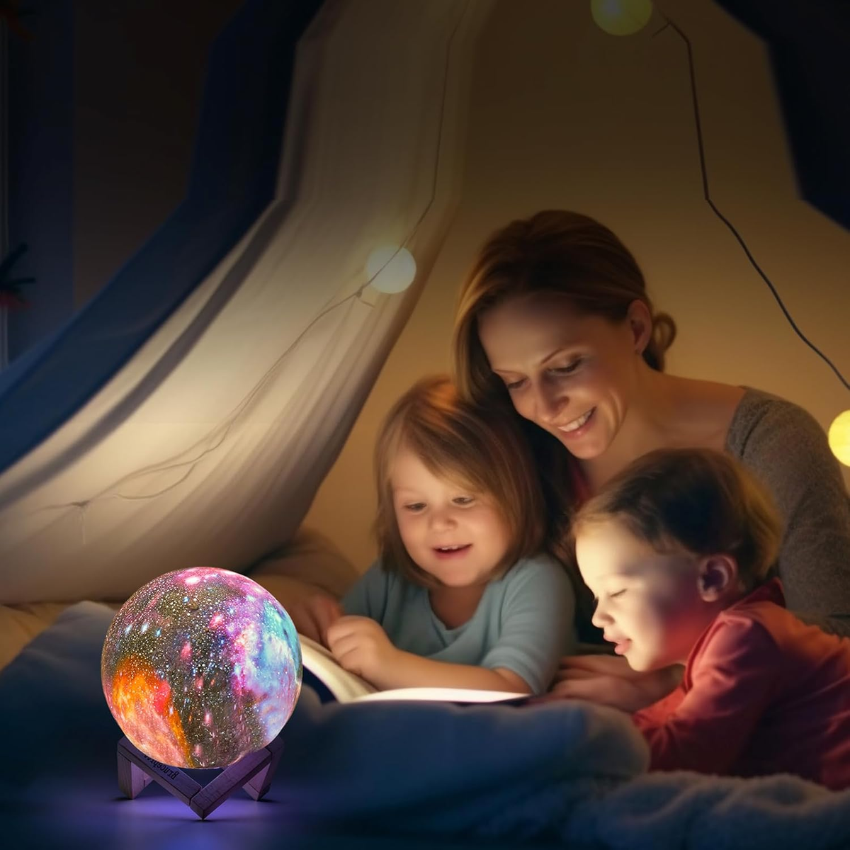 3D Galaxy Moon Lamp – 16 Colors with Timer