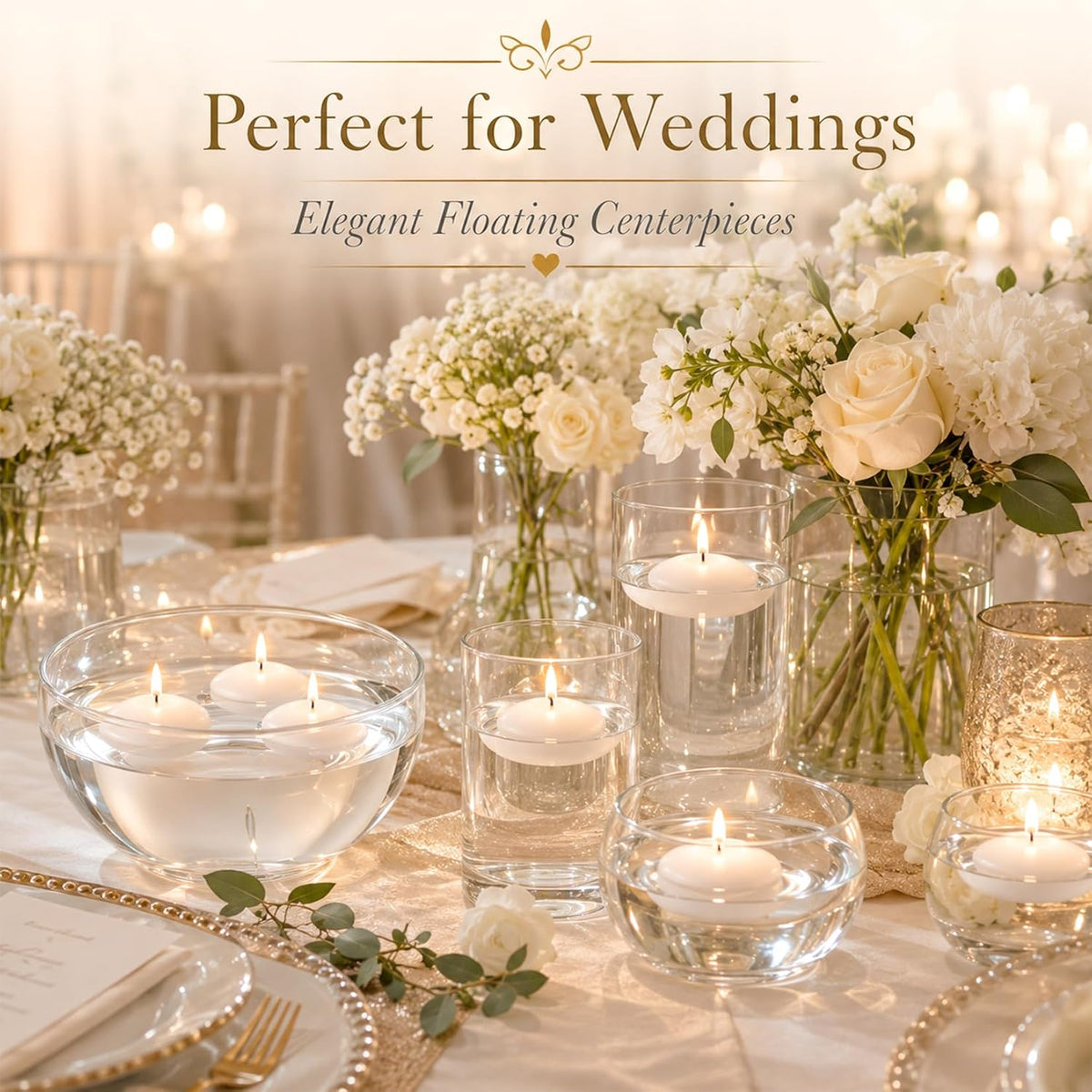 White floating candles – set of 30 small unscented candles