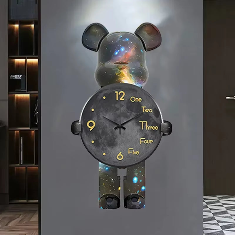 Large Bear Wall Clocks Creativebear Wall Clock Aesthetic Giant Wall-Clock Luxury Living Room Decoration Dining Room Ornament