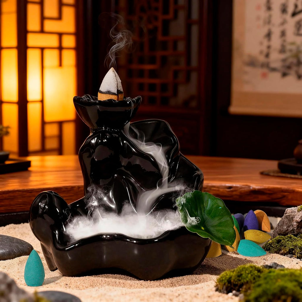 Backflow Incense Cones with Burner for Waterfall, 8 Scents 24 PCS