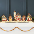 Pre-Lit Wooden Christmas Village, Plug-In/Battery-Powered Winter Mantel Decor W/ 20 LED Lights