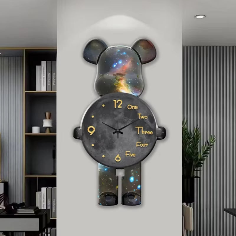 Large Bear Wall Clocks Creativebear Wall Clock Aesthetic Giant Wall-Clock Luxury Living Room Decoration Dining Room Ornament