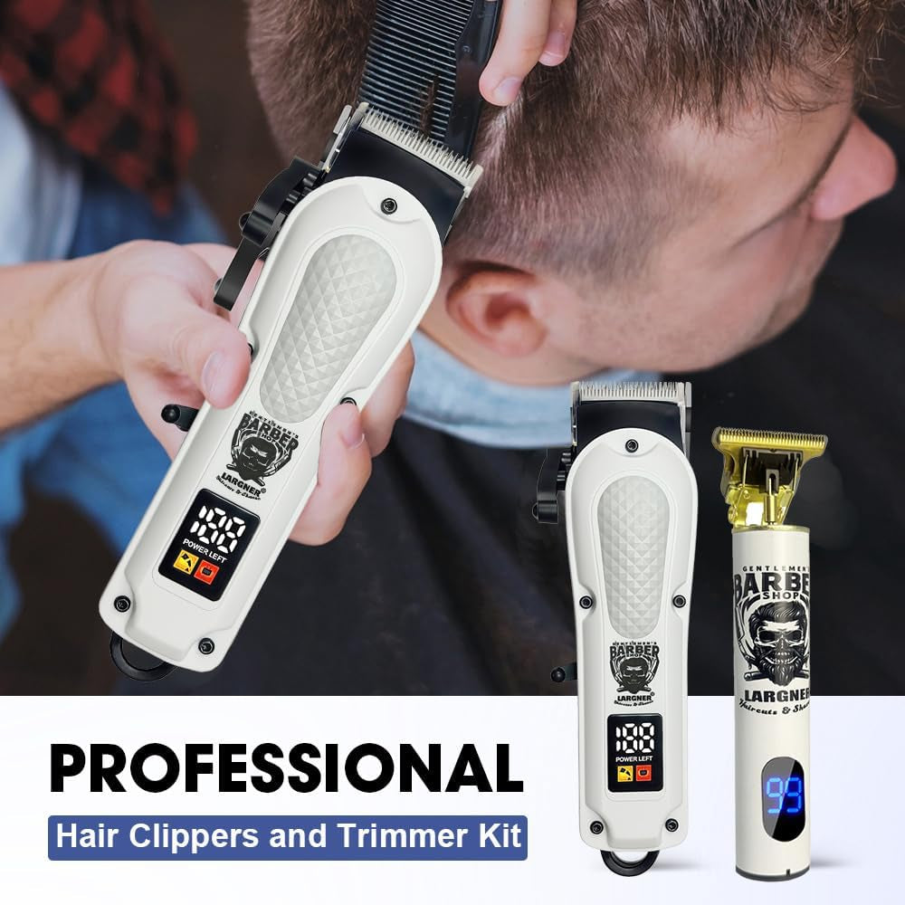 Hair Clippers for Men, Clippers and Trimmers Set, Barber Clippers, Electric Hair Trimmer with Box, Gifts for Men,White