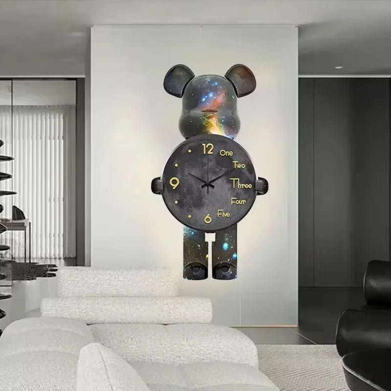Large Bear Wall Clocks Creativebear Wall Clock Aesthetic Giant Wall-Clock Luxury Living Room Decoration Dining Room Ornament