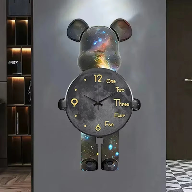 Large Bear Wall Clocks Creativebear Wall Clock Aesthetic Giant Wall-Clock Luxury Living Room Decoration Dining Room Ornament
